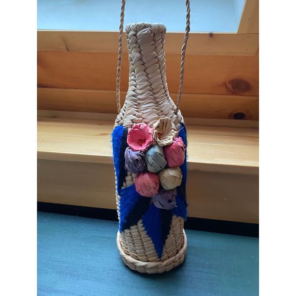 Wine Bottle Bag Straw Vintage 70s - Picture 2 of 6